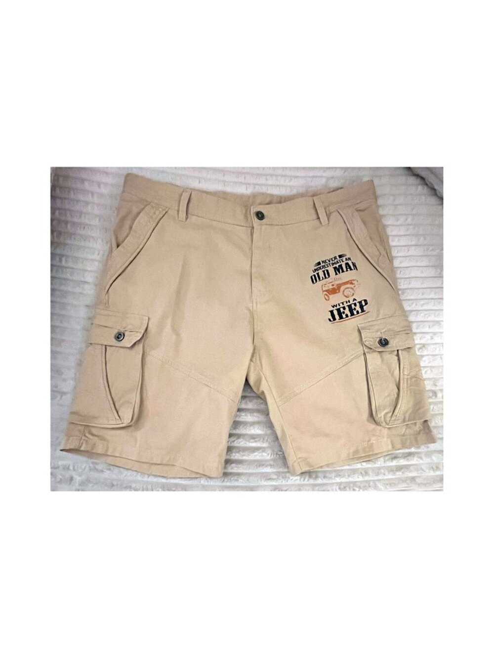 Old Man Jeep Khaki Cargo Shorts Large